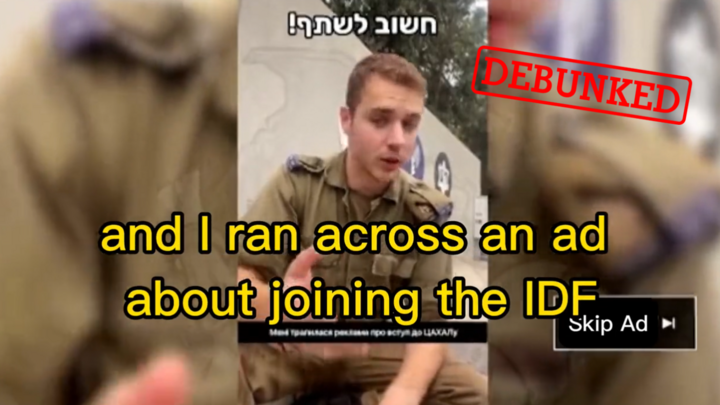 A viral video passed is depicted as an advertisement for Ukrainian soldiers to join the Israeli Defense Forces (IDF) in the current war against Hamas.